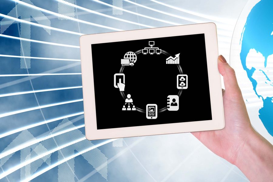 Grafik: Tablet mit Applikationen
